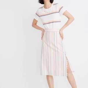 Madewell  Rainbow flecked Stripe Button Skirt, size 10 NWT